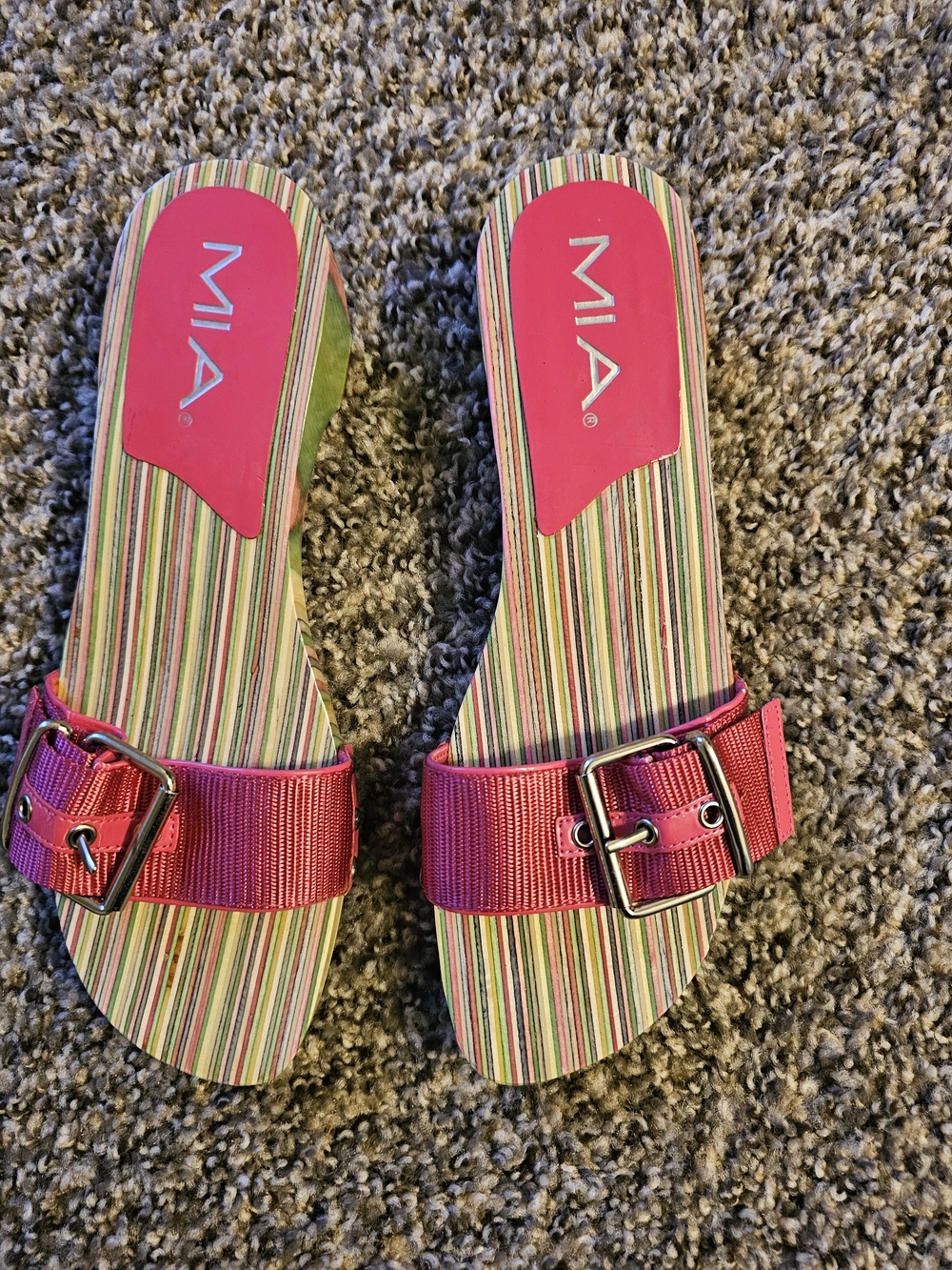 MIA Pink Strap Slide Sandals